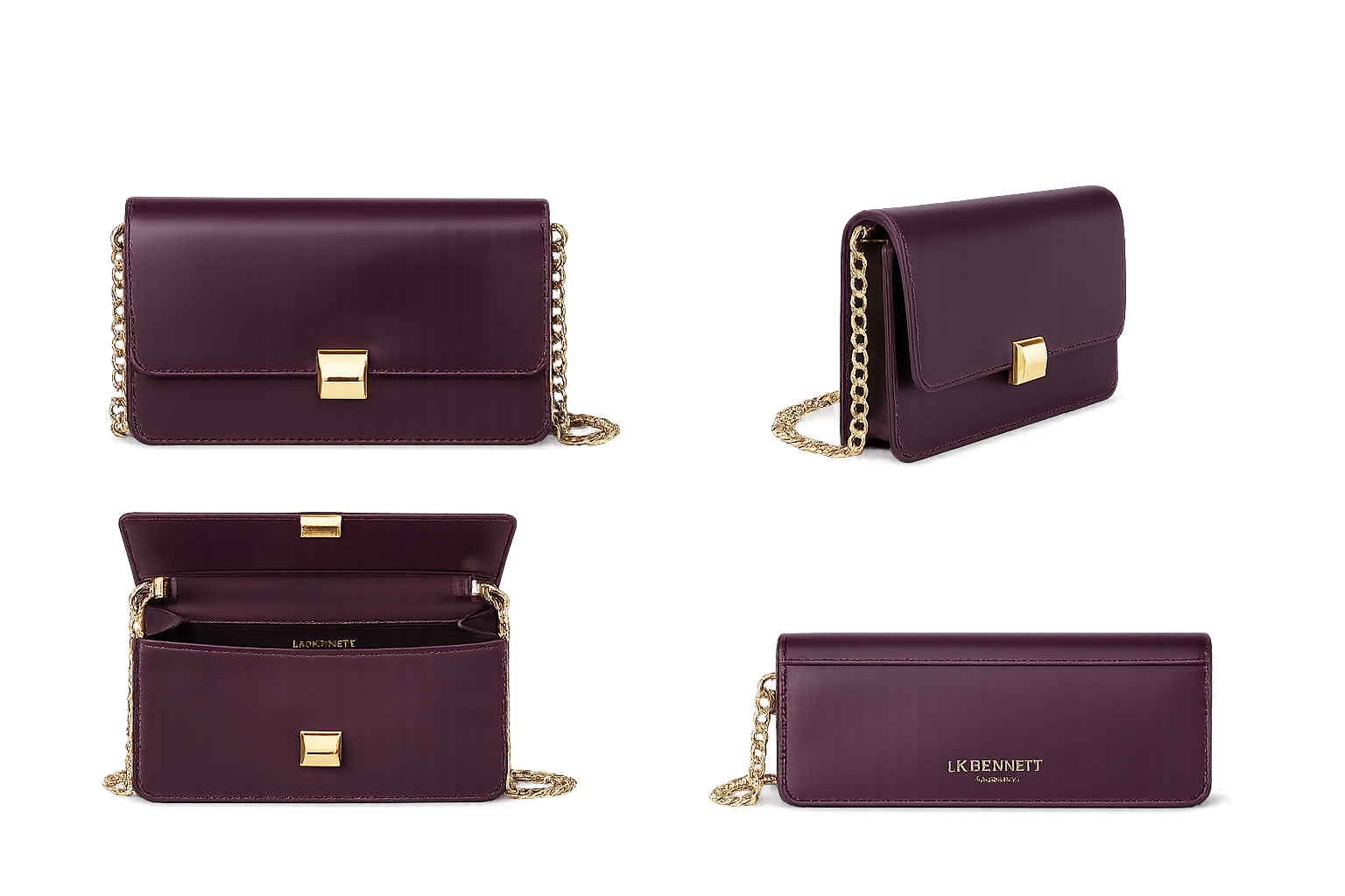 LK Bennett Burgundy Leather Crossbody Bag
